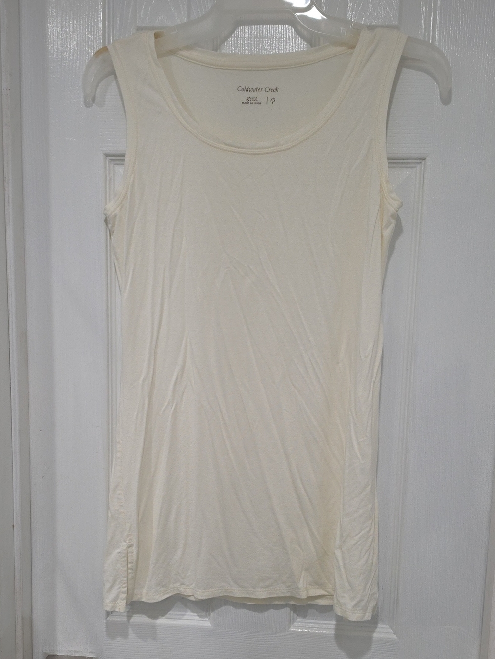 Coldwater Creek Women's Light Cream Scoop Neck Tank